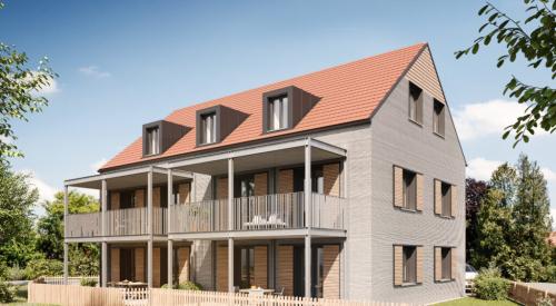 A rendering of the commercial apartment building.