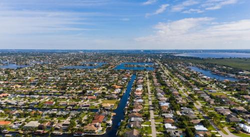 Aerial view of houses in Cape Coral, Florida