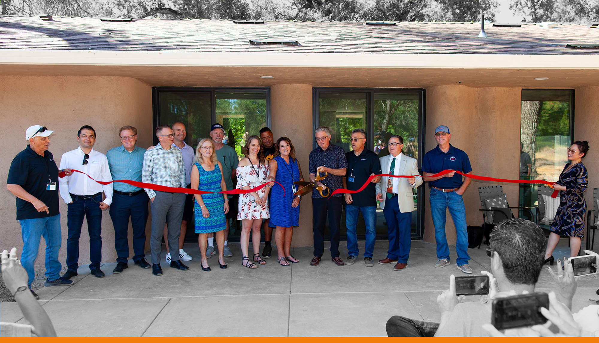 Ribbon cutting at inauguration of California’s first 3D printed house