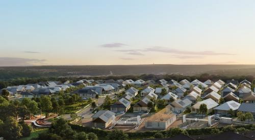 Concept Render of 100-home 3D-printed community in Texas