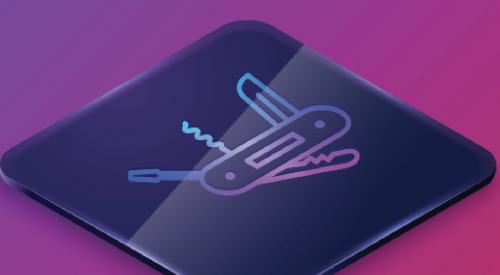Laptop computer and pocket knife graphic