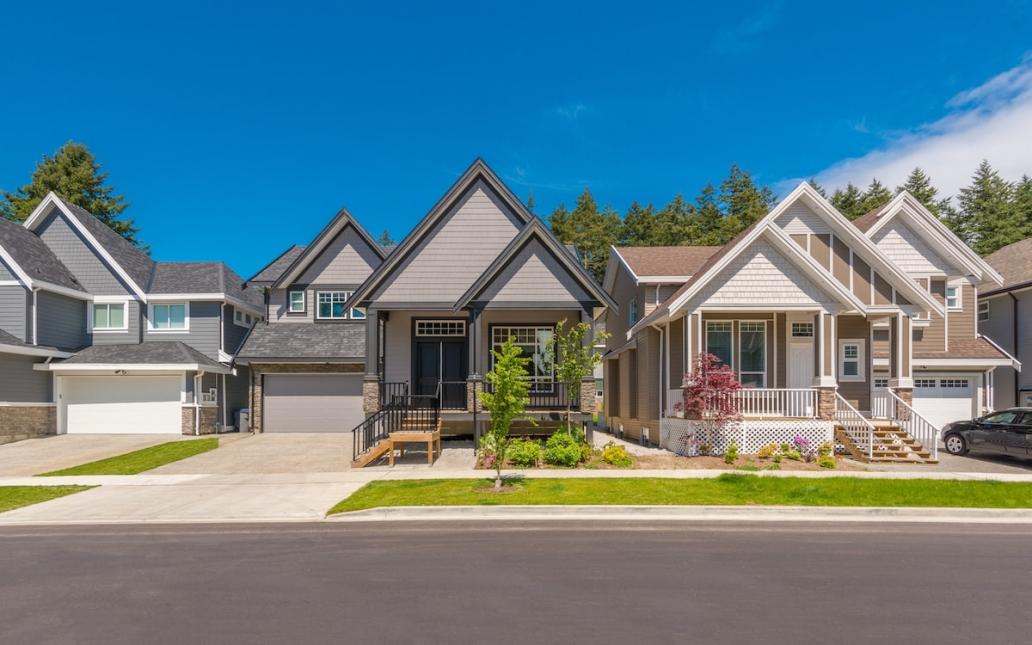 A row of single-family homes