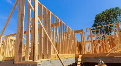 Framing for new-construction home with concrete block foundation