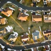 Aerial view of residential neighborhood