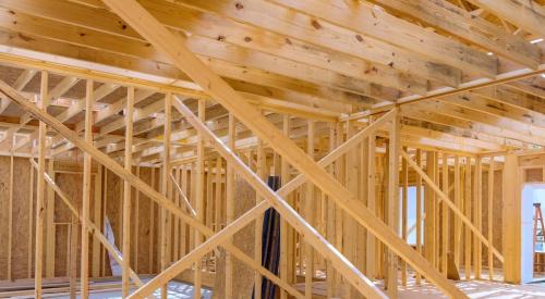 Close up of framing on under-construction home