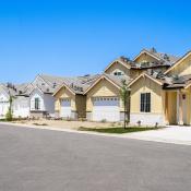 A row of homes sits under construction