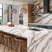 kitchen with island showcasing Vadara's Delta Safari stone