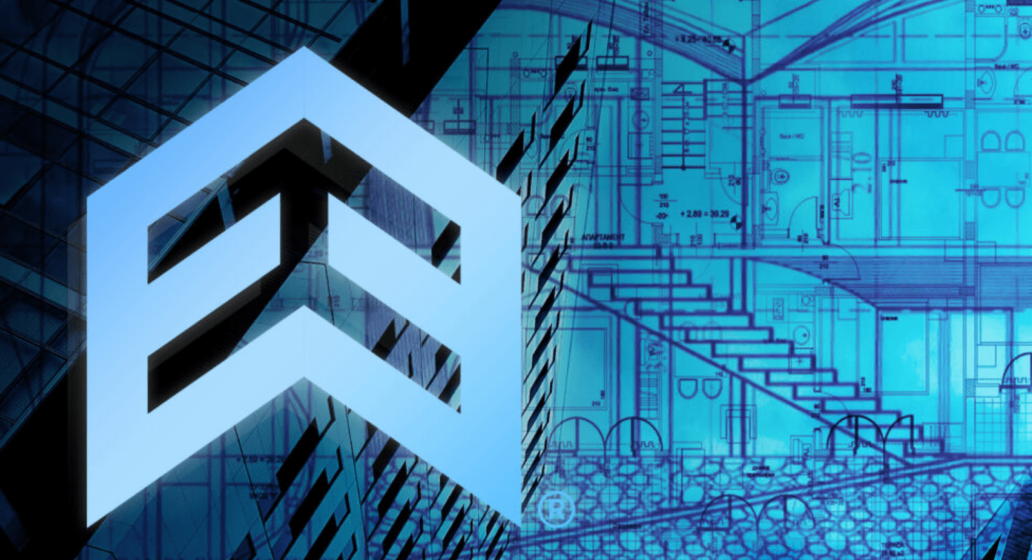 Endeavor Business Media logo with house plans as a backdrop
